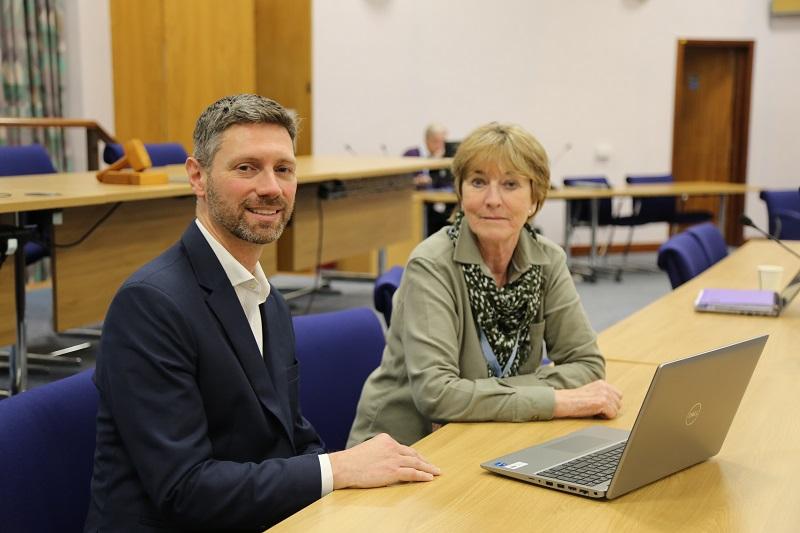 Councillor David Hingley, Leader of the Council and Councillor Jean Conway, Portfolio Holder for Planning and Development Management in the council chamber